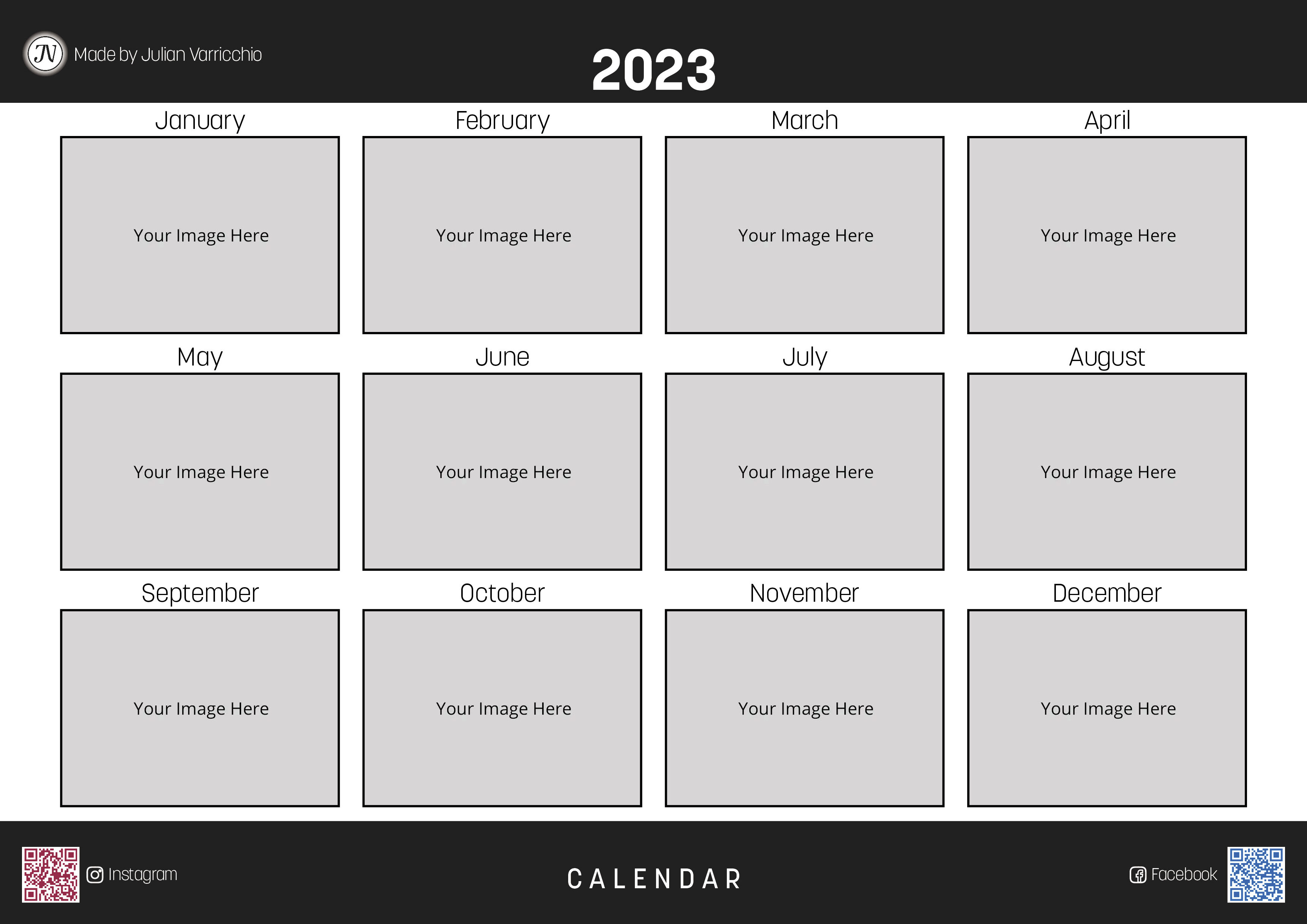 2023 Calendar Template Printing File for Adobe InDesign - Julian Varricchio  Photography